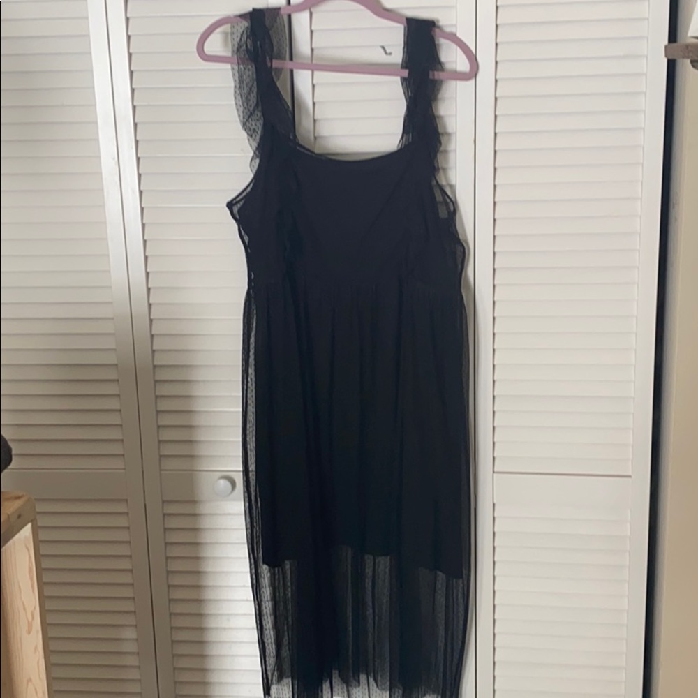 Anthropologie Maeve Dotted Mesh Overlay Dress